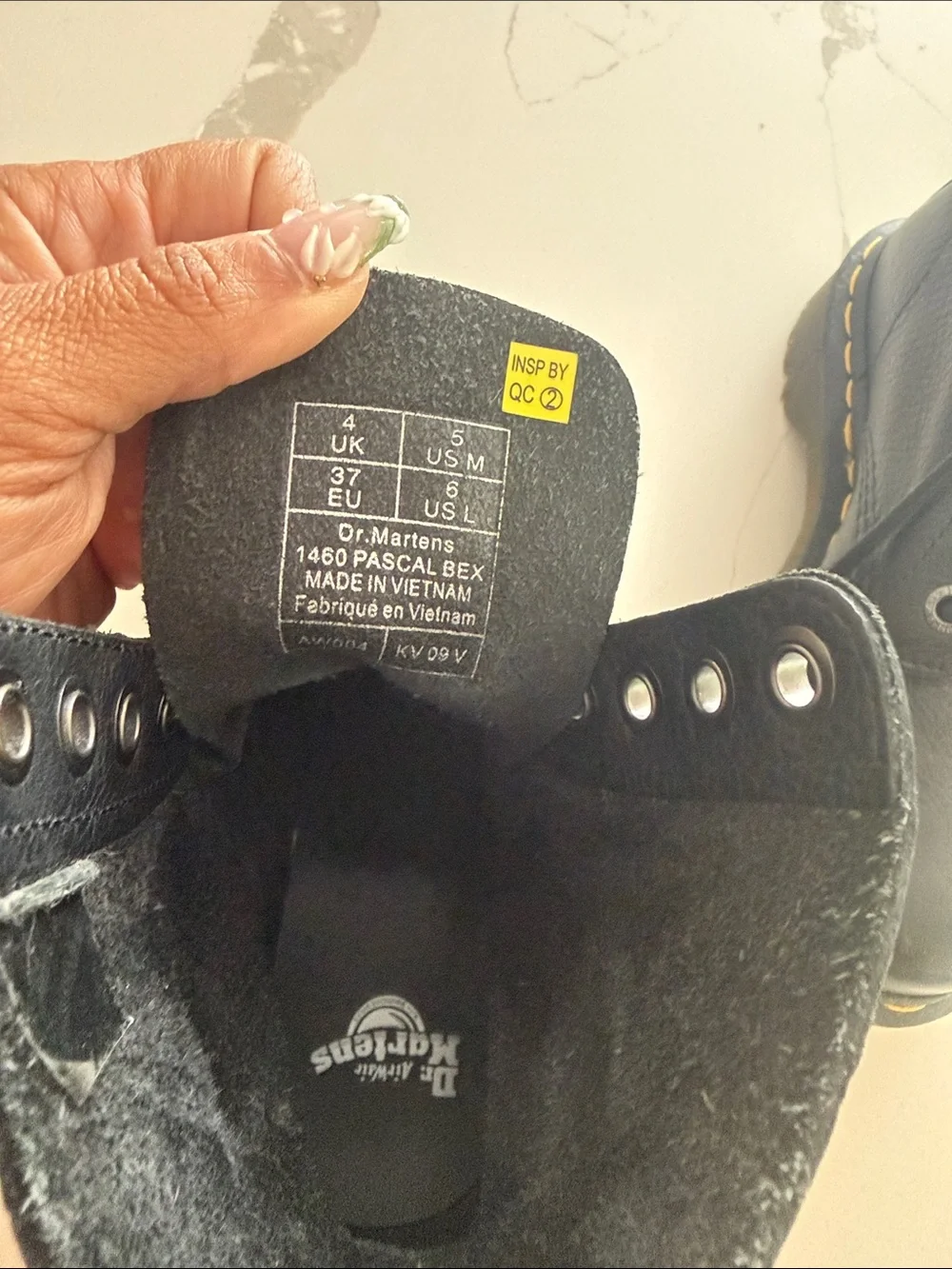 Dr. Martens 1460 Black Leather Lace-Up Boots with Yellow Stitching